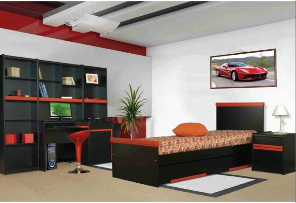 Cama 1 Plaza 0.80 Romana Con Carro- Mdf Laqueado Cod. 201