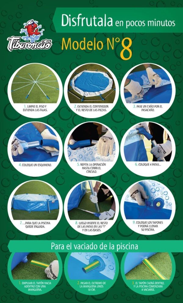 Pileta Piscina De Lona. Redonda. Tiburoncito Nº8 3.05 X 0.65