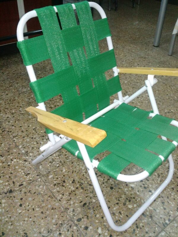 Sillon Reposera De Niño Infantil. Caño Pintado Y Tela Rafia