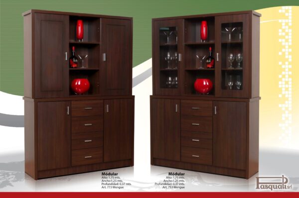 Modular Cristalero Living Comedor Melamina. 1.25 Mt Cod.753