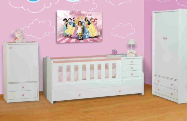 Cama Cuna Funcional Rocio Con Carro-. Mdf Laqueado Cod. 204