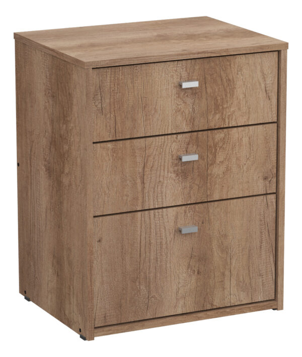 Mesa De Luz Nature Melamina 3 Cajones Mosconi Mate Nebraska Gris