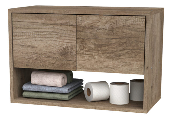 Alacena Para Baño Colgante Con Dos Puertas Y Estante Delos Color Roble Nebraska Gris
