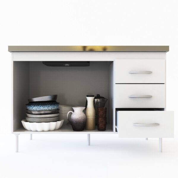 Bajo Mesada 1.20 Mts. Melamina Dl 612. 2 Puertas- 3 Cajones