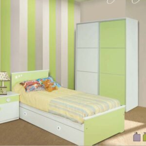 Cama 1 Plaza. Melamina Con Detalles Laqueados. Cod. 526