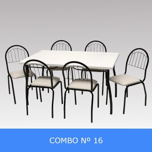 Combo Cocina Comedor Mesa Melamina 140 + 6 Sillas Capri. C16