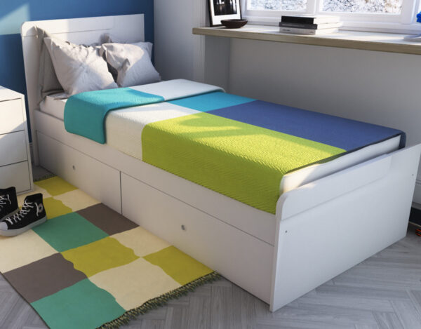 Cama 1 Plaza Para Colchon 80 X 190 Cm Con 2 Cajones 1701-9