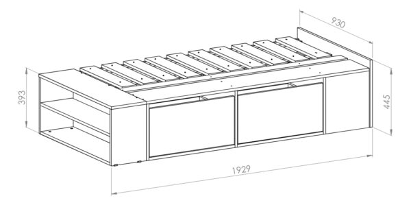 D_606415-MLA83154521089_032025-F.jpg Cama 1 Plaza Con Cajones Box Madera Zapatero Estanteria Baulera Sommier Guardado Melamina Roble Kendal 90x190 Cm Moderna Cam100 Dielfe
