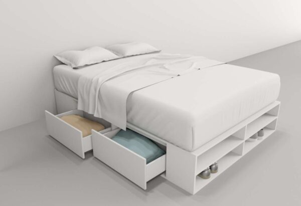 Base Box P- Sommier 140 X 190- 4 Cajones- Estantes- Cod 6442