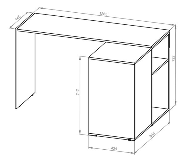 Escritorio Organizador Modular- 1.26 X 0.73 X 0.86- Emm 120
