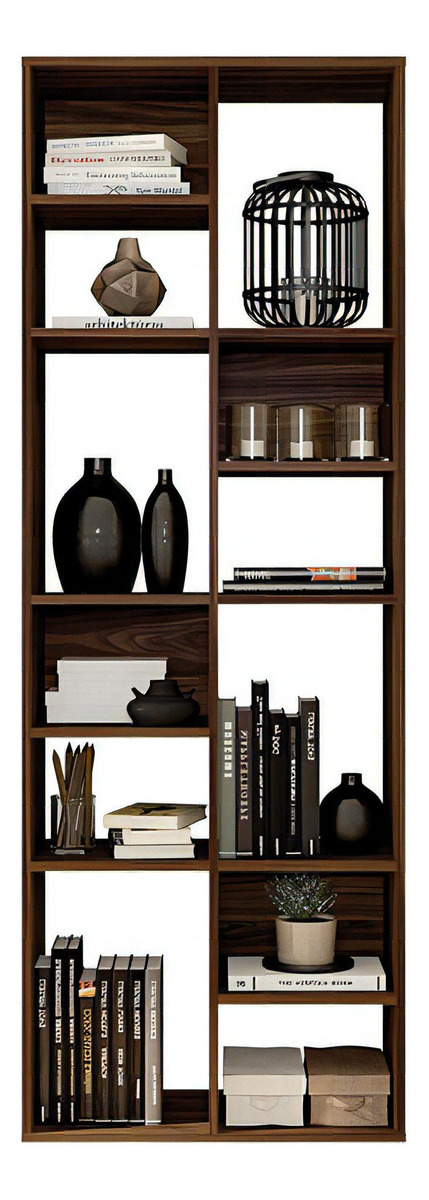 Librería Organizadora Multiusos Side Caemmun Brown, Color Marrón Oscuro