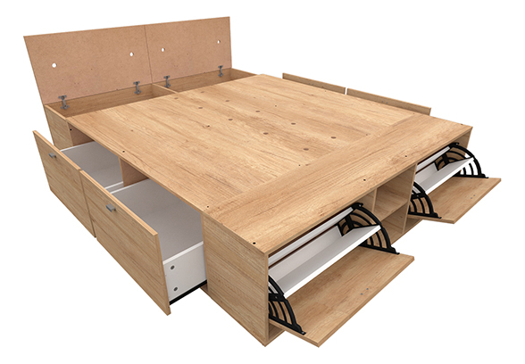 Base Box 2 Plazas 1.40 X 1.90- 4 Caj. Bauleras- 2 Zapateros