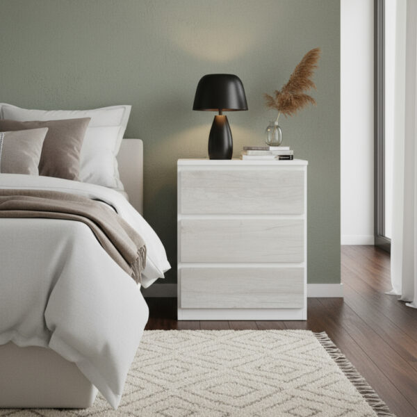 Mesa De Luz Para Sommier- 3 Cajones Corred. Met 64 X 42 X 30