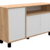 Vajillero Bahiut Aparador 3 Puertas Mueble Comedor 130 Cms Color Nebraska Natural / Blanco