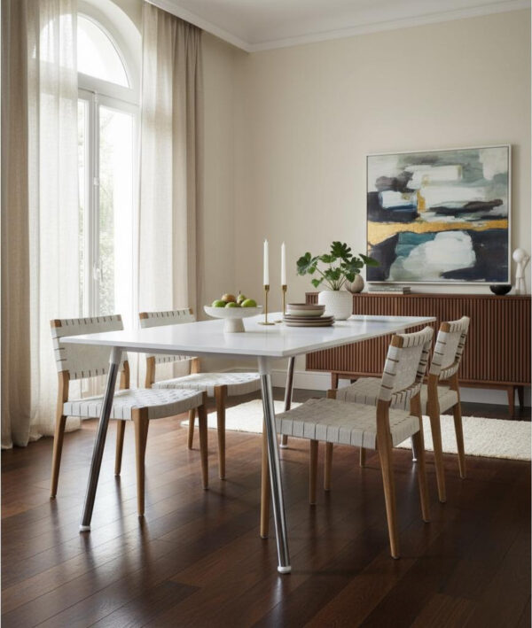 Mesa Cocina Comedor Kaunas. Tapa Melamina Base Crom 160 X 82