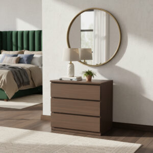 Mesa De Luz Para Sommier- 3 Cajones Corred. Metal Melamina