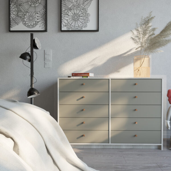 Chifonier 10 Cajones Melamina Minimalista Corredera Metalica