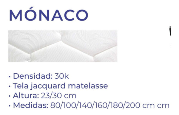 Colchon Espuma Alta Densidad Monaco 140 X 23 X 190 Jackard