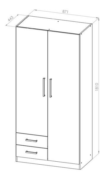 Ropero Placard Organizador 2 Puertas- 2 Cajones- Pac090