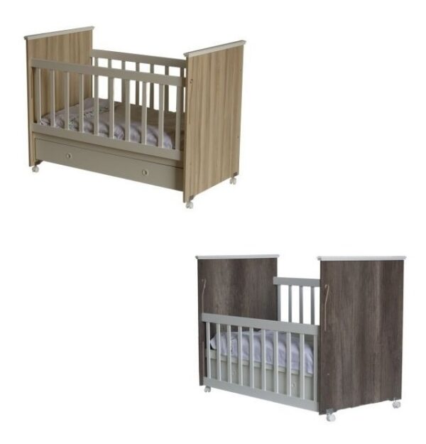 Cuna Melamina C- Baranda Deslizable Detalles Laqueados- Quad