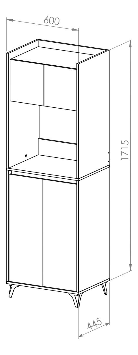 Mueble Despensero Auxiliar Cocina Portamicroondas Organizador Guardado Alacena Bajomesada 60 Cm Estantes Puertas Moderno... Blanco Y Roble