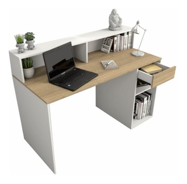 D_623577-MLA52498272897_112022-F.jpg Escritorio Mesa De Pc Con Repisa 3049 Olmo/blanco Cuo Color Blanco