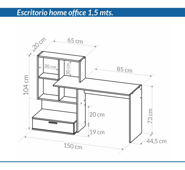 Escritorio Organizador Con Un Cajon. 150 X 132 X 45- Oes 105