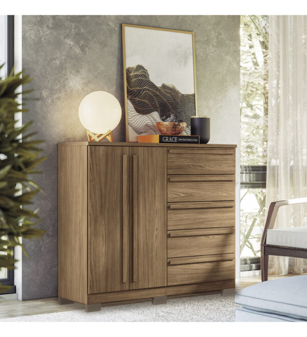 Cómoda Grande Malaga Gold C/pes De 2 Puertas Santos Andira Jatob Color Jatobá