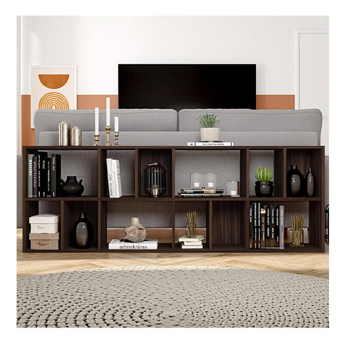 Librería Organizadora Multiusos Side Caemmun Brown, Color Marrón Oscuro