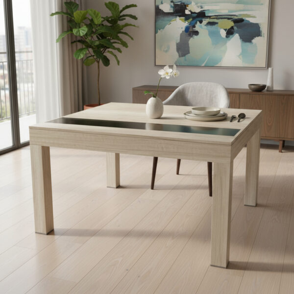 Mesa Fija Cuadrada 1.35 X 1.35- Benicio C- Vidrio- Melamina