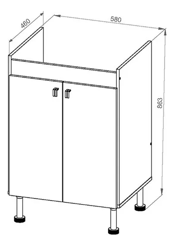 Bajo Mesada Para Lavadero Sin Pileta. 58 X 86 X 46 Blr 060
