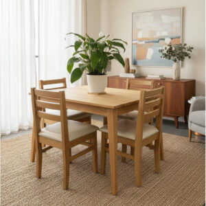 Mesa Comedor Escandinava 1.20 X 90 + 4 Sillas Atlantic Tapiz