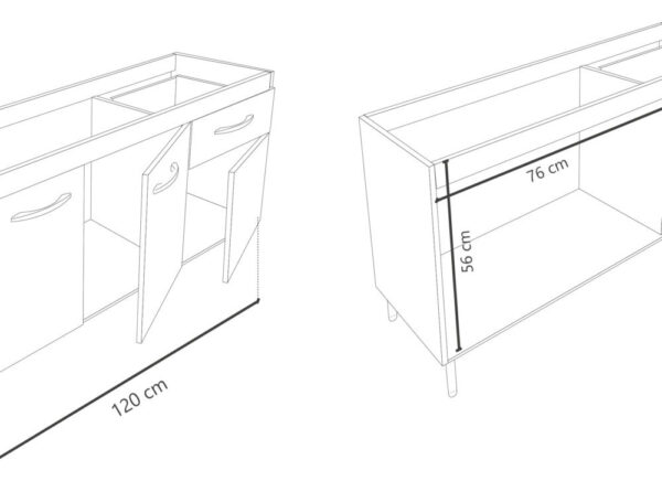 D_637861-MLA83768982353_042025-F.jpg Bajo Mesada 3 Puertas, 1 Cajon. 1.20 X 0.82 X 0.48- Dl 602