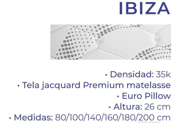 Conjunto Sommier- Base + Colchon Ibiza 140- 26- Tela Jackard