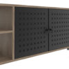 D_640586-MLU75692532854_042024-F.jpg Mueble Para Tv Rack Modular Living Industrial Negro 2 Puertas 1 Estante Abierto Melamina Patas De Hierro Diseño Moderno Línea Soho Rps130 Dielfe