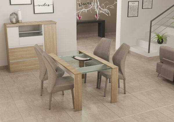 D_640740-MLA78792701395_082024-F.jpg Mesa Cocina 180 X 90. Awen- Patas Melamina Tapa De Vidrio