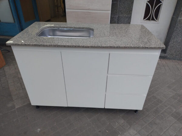 Bajo Mesada 120 X 57 X 82 Mdf 15 Mm- Con Mesada Marmol Sint