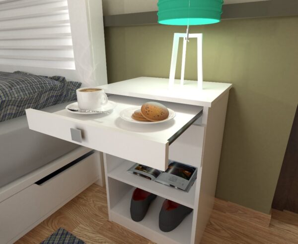 Mesa De Luz Con Desayunador Y Un Cajon. Cod. 6430