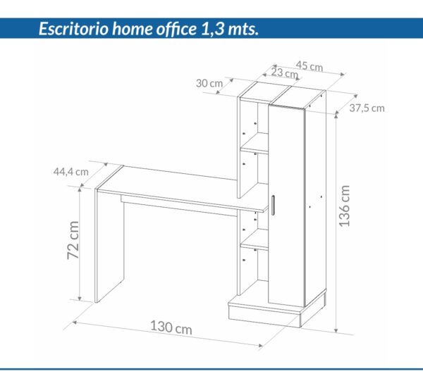 Escritorio Organizador Con Biblioteca 130 X 136 X 45 Oes 110
