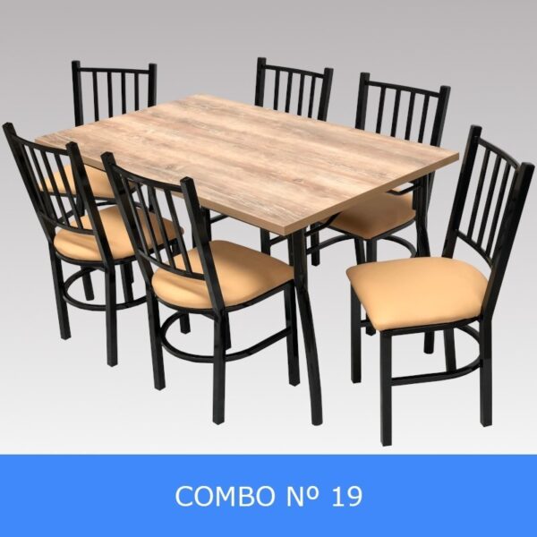 Combo Cocina Comedor Mesa Melamina 140 + 6 Sillas Turin C19