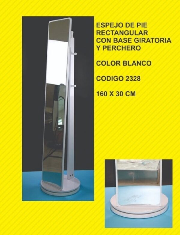 Espejo Pie Ovalado Con Base Giratoria Y Perchero- Cod. 2321
