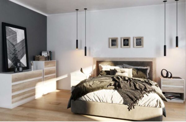 Mesa De Luz Para Sommier 2 Cajones Corred Metalicas Cod 3402