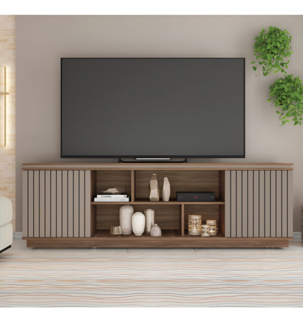 Estante Para Tv Camemmun Symmetry Nogueira/fendi De 180 Cm, Hasta 75