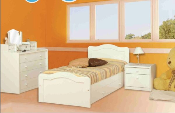 Cama 1 Plaza C- Carro- Mesa D Luz- Comoda- Mdf Laqueado