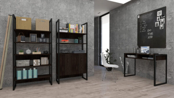 Escritorio Oficina Hogar Delos Dst20rt Roble Termo Negro Cts Color Roble Termo Negro Con Hierro Negro