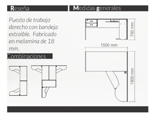 D_660371-MLA46400443351_062021-F.jpg Escritorio P- Pc En L, Puesto De Trabajo Derecho Cod. 915