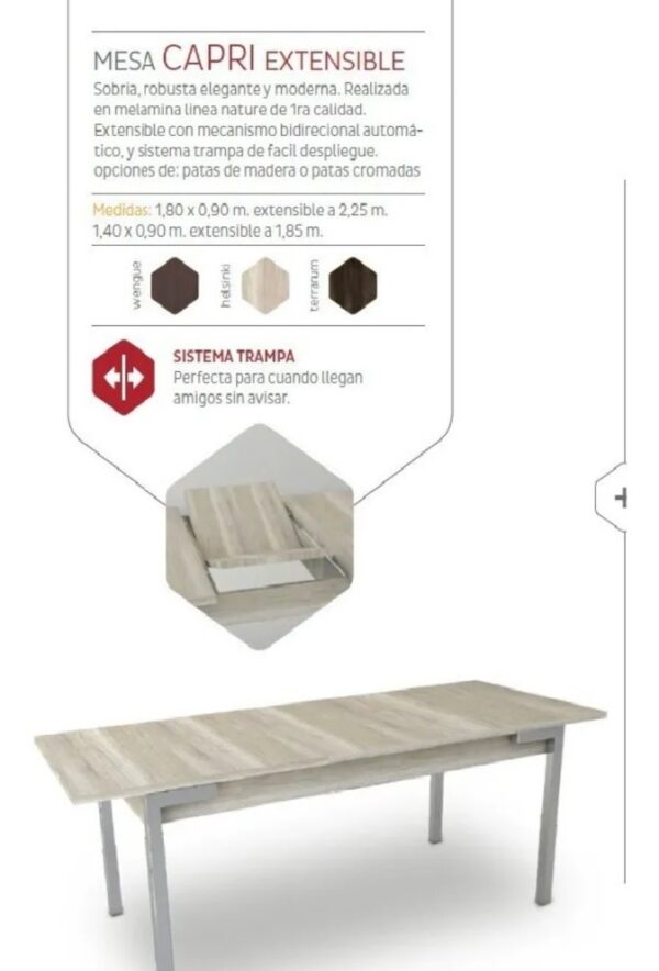 Mesa Cocina Comedor Extensible 140 A 185 X 0.90. B. Cromado