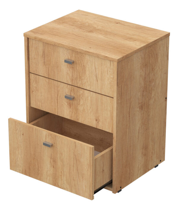 Mesa De Luz Mosconi Nature | 3 Cajones C/ Correderas Metálicas | 64x51 Cm | Nebraska Natural