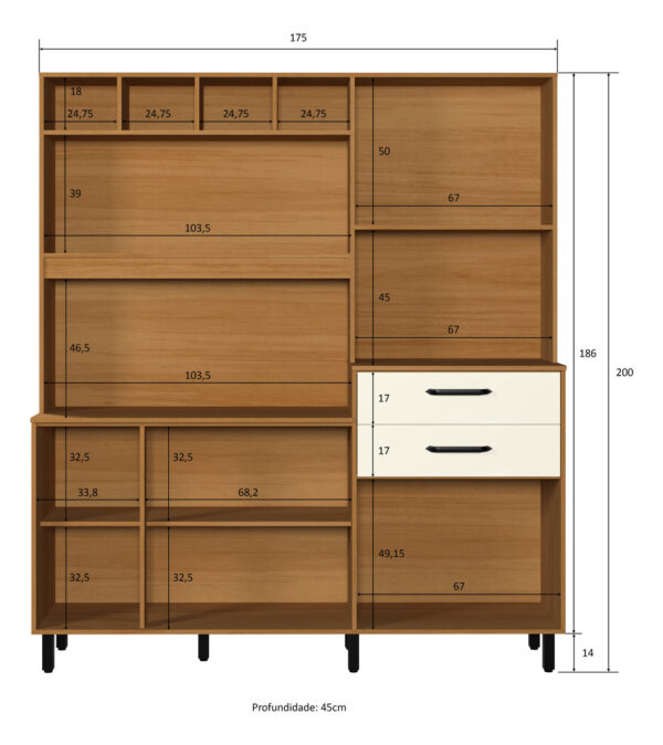 Kit De Cocina 175 Cm- 8 Puertas. 2 Cajones 595.0001 Casa Mia