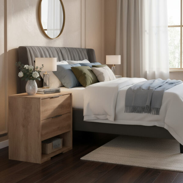 Mesa De Luz 2 Cajones Con Nicho Inferior. 60 X 55 X38 Dld 01